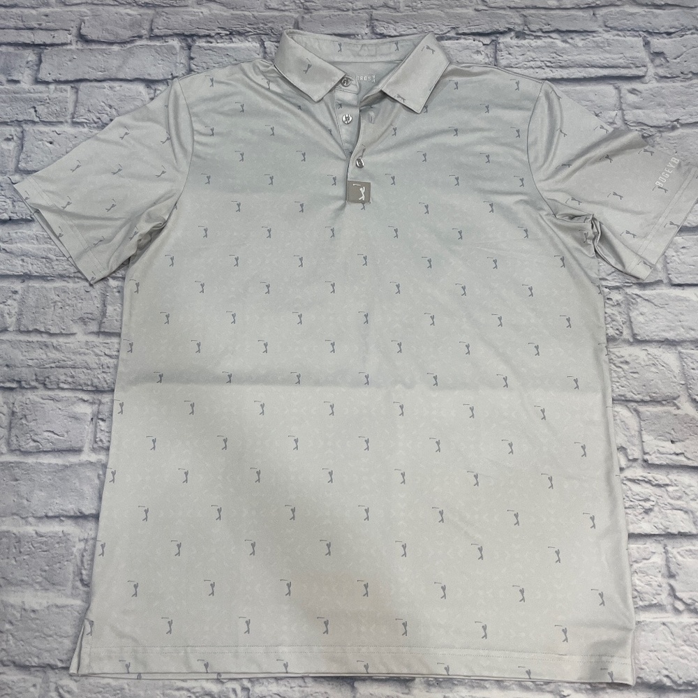 BOGEY BROS | Men's Shirts, Swing Stick Polo (Sz. Large - Grey)